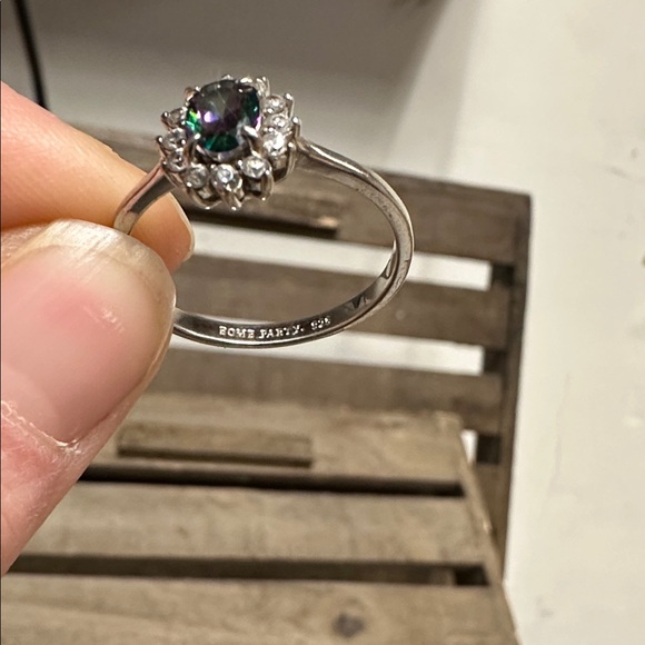 Bomb Party great shape size 11 mystic topaz green blue oval crystal 925 ring - Picture 2 of 4